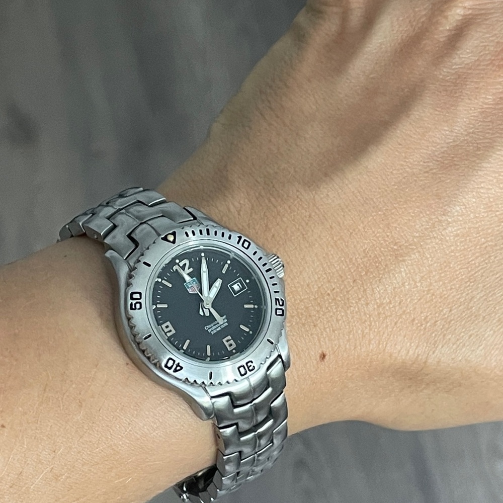 Silver Stainless Steel Watch with Black Dial